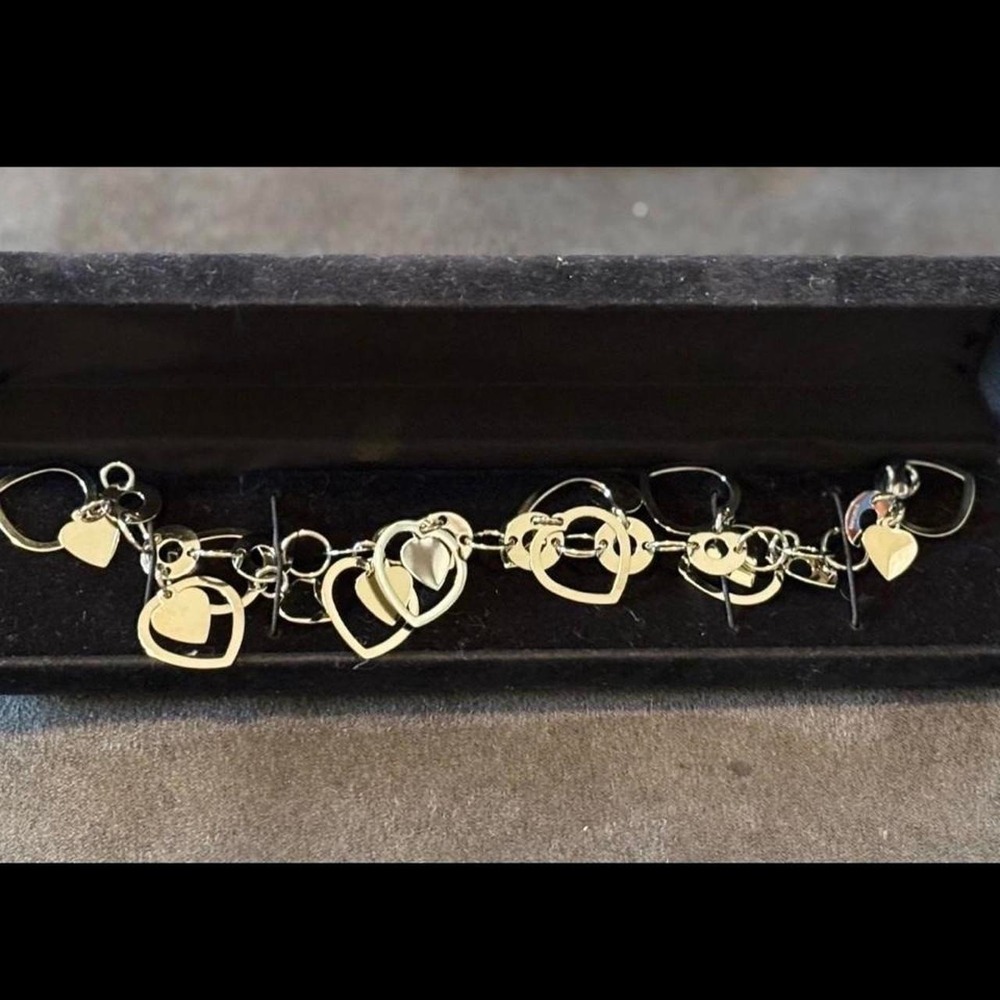 Silver Heart & Heart Cutout Charm Bracelet